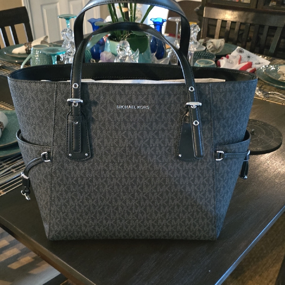 Michael Kors Black and Gray Tote Bag
